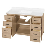 OVE Decors Codey Vanity in Sahara Birch Finish with Calacatta Quartz Countertop