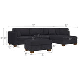 Thomasville Walsen 3-piece Fabric Sectional with Storage Ottoman