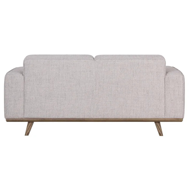 Fabric Loveseat with Solid Oak Base