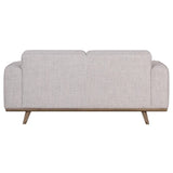 Fabric Loveseat with Solid Oak Base