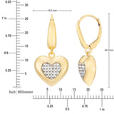 Diamond Cut Heart Dangle Earring in Two-tone Gold