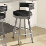 Amisco Browser Grey Frame with Black seat Bar or Counter Stool