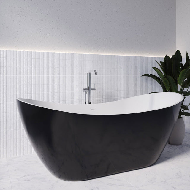 Streamline 71 in. Freestanding Bathtub with Expandable Bamboo Bathtub Caddy T9