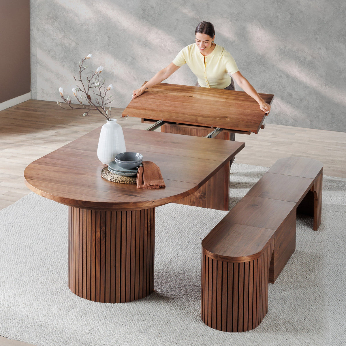Round Transformer Table with Bench