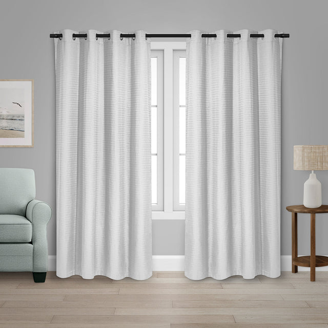Safdie & Co. Herringbone Light Filtering Curtain Panel, 2 panel W8