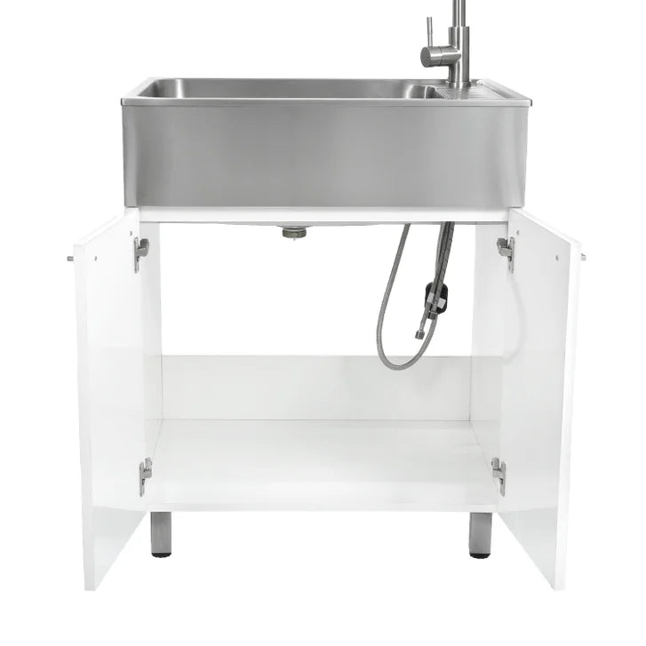 Transform 28 in. All-in-one RTA Laundry Cabinet with Stainless Steel Sink and Faucet