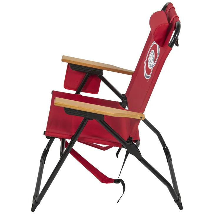 NHL 4-Position Folding Chair With Wood Arms