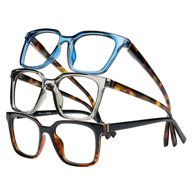 Innovative Eyewear Vera Fashion Square Readers, Pack of 3 N6
