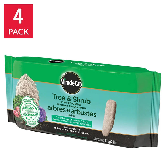 Miracle-Gro Tree & Shrub Fertilizer Spikes 15-5-10, 4 packs of 10 C1