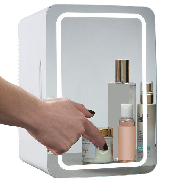 Koolatron 6 Litre Compact Cosmetics Mini Fridge with LED Lighted Dimmable Makeup Mirror C2