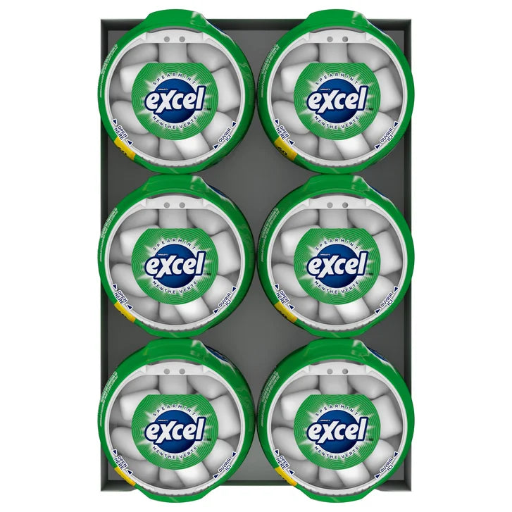 Excel Sugar-Free Spearmint Gum, 6 × 60 pieces