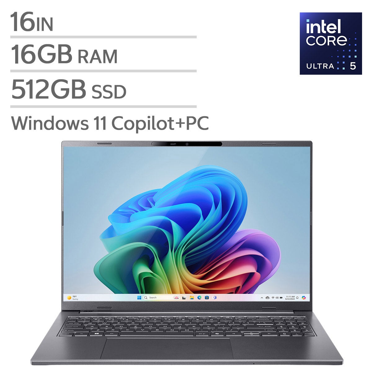 Acer Aspire 16 AI Copilot+ PC 16.0-in. OLED Laptop, Intel Core Ultra 5 325 - 16GB RAM, 512GB SSD