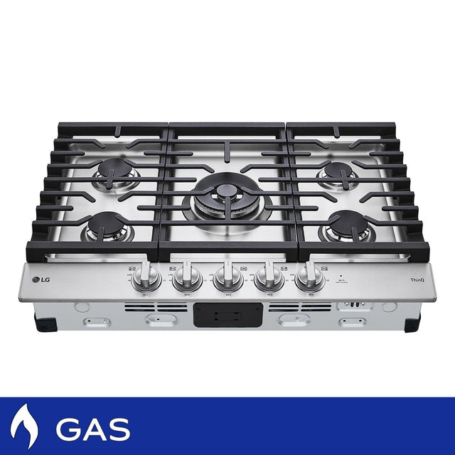 LG 30 in Stainless Steel Gas 5 Burner Cooktop with UltraHeat Dual Burner N8