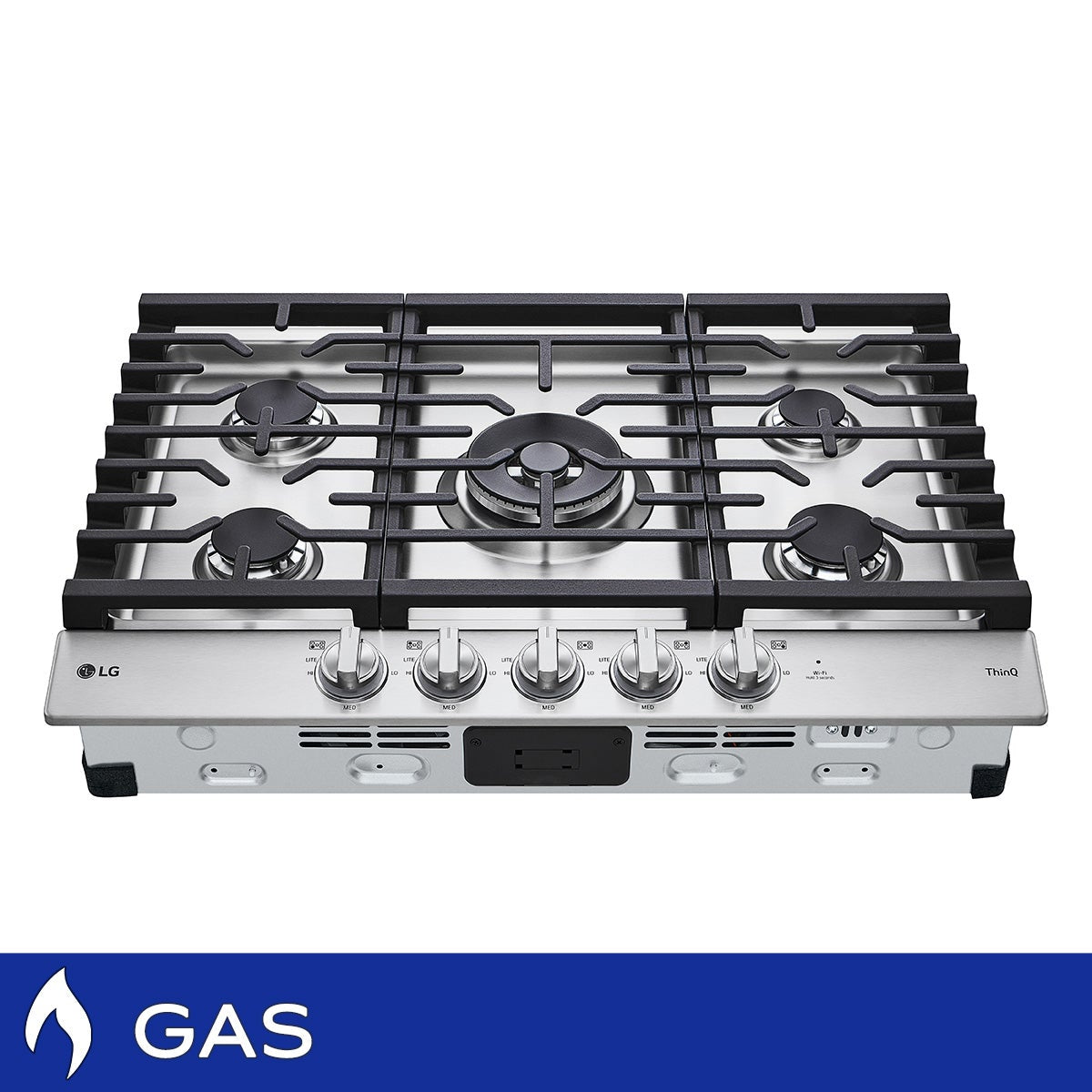 LG 30 in Stainless Steel Gas 5 Burner Cooktop with UltraHeat Dual Burner