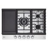 LG 30 in Stainless Steel Gas 5 Burner Cooktop with UltraHeat Dual Burner