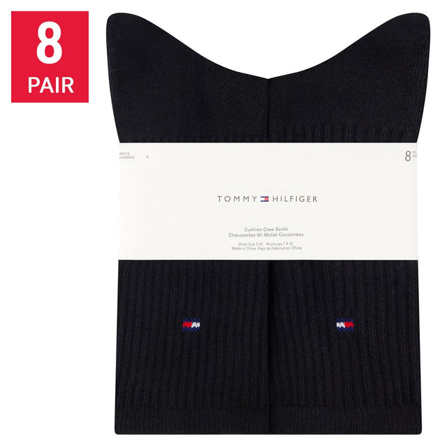 Tommy Hilfiger Men's Combed Cotton Crew Socks with Arch Support, 8-Pack P5
