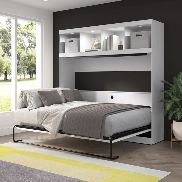 Bestar Oasis Premium Horizontal Queen Wall Bed with Overhead Storage J6