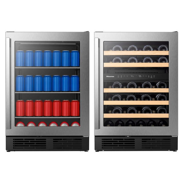 Hisense Beverage Bundle 164 Can Beverage Center and 46 Bottle Wine Cooler - Built In or Freestanding Z6