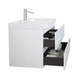 SERA CAPRI Glossy White Wall-Hung Vanity with Glossy White Polymarble Countertop