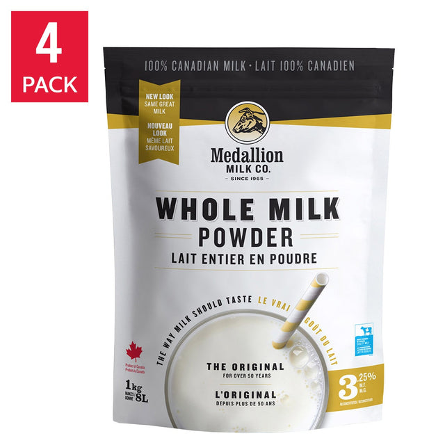 Medallion Milk Whole Milk Powder, 4 x 1 kg E3