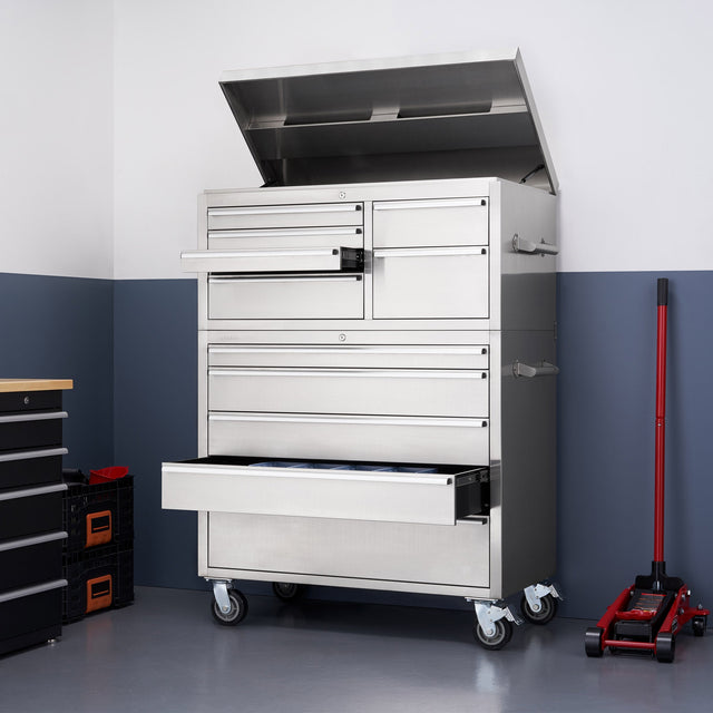 Trinity 43 in. 11-Drawer Stainless Steel Tool Chest N0