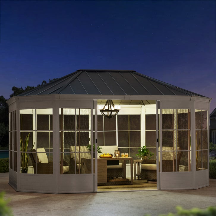 Sunjoy 12 ft. x 16 ft. Cape Blue Hardtop Screenhouse