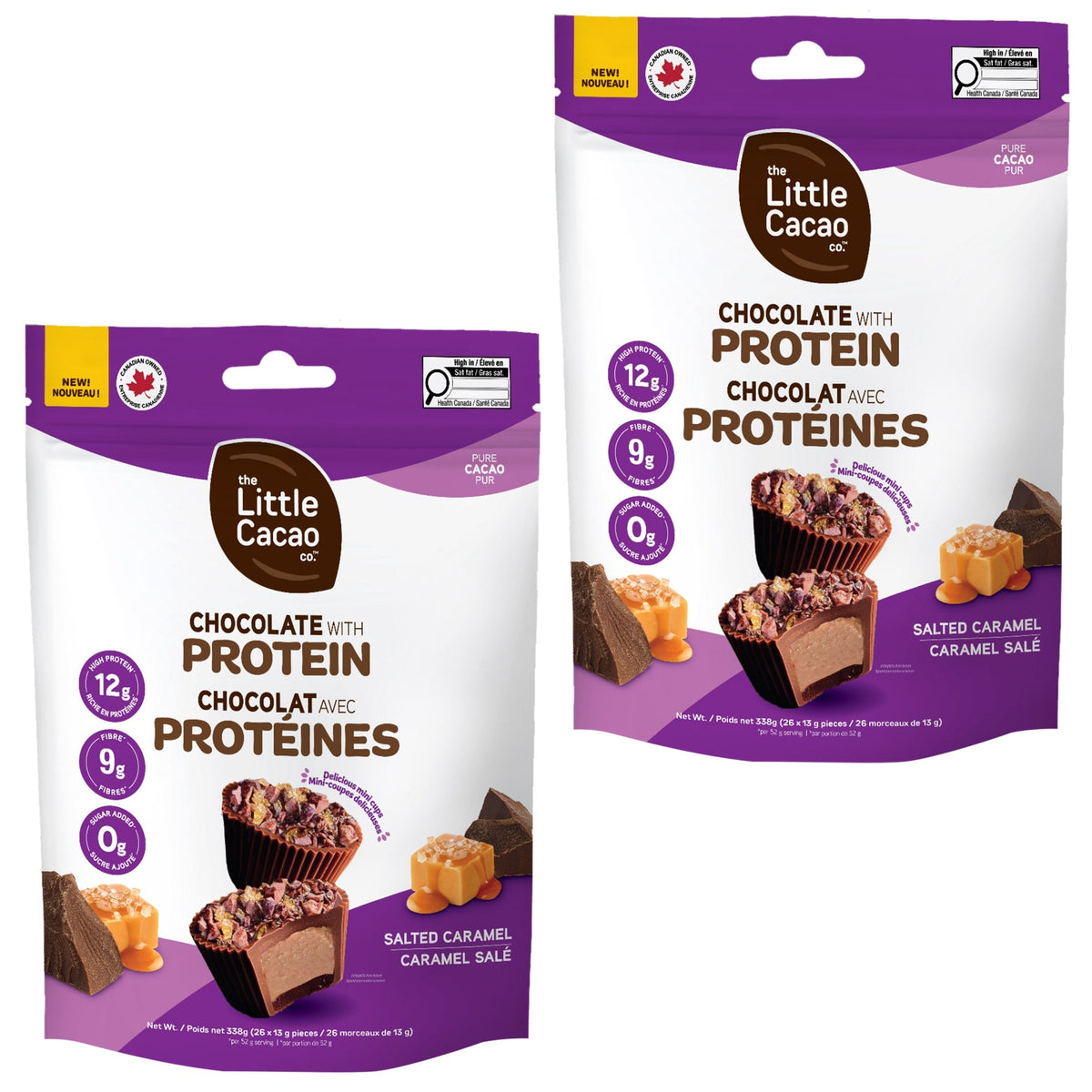 The Little Cacao Co. Protein Chocolate Mini Cups, 2 × 338 g