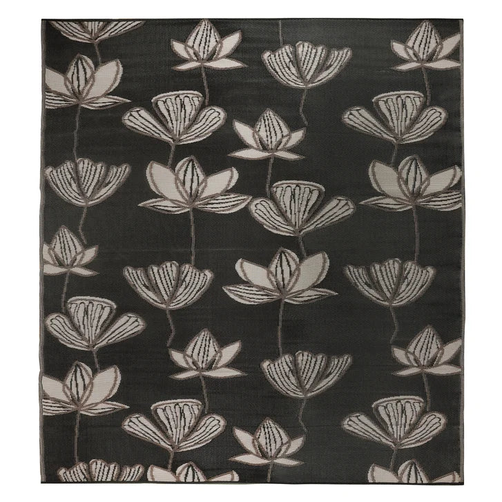 Viana Bahamas Collection Midnight Lotus Indoor/Outdoor Reversible Area Rug