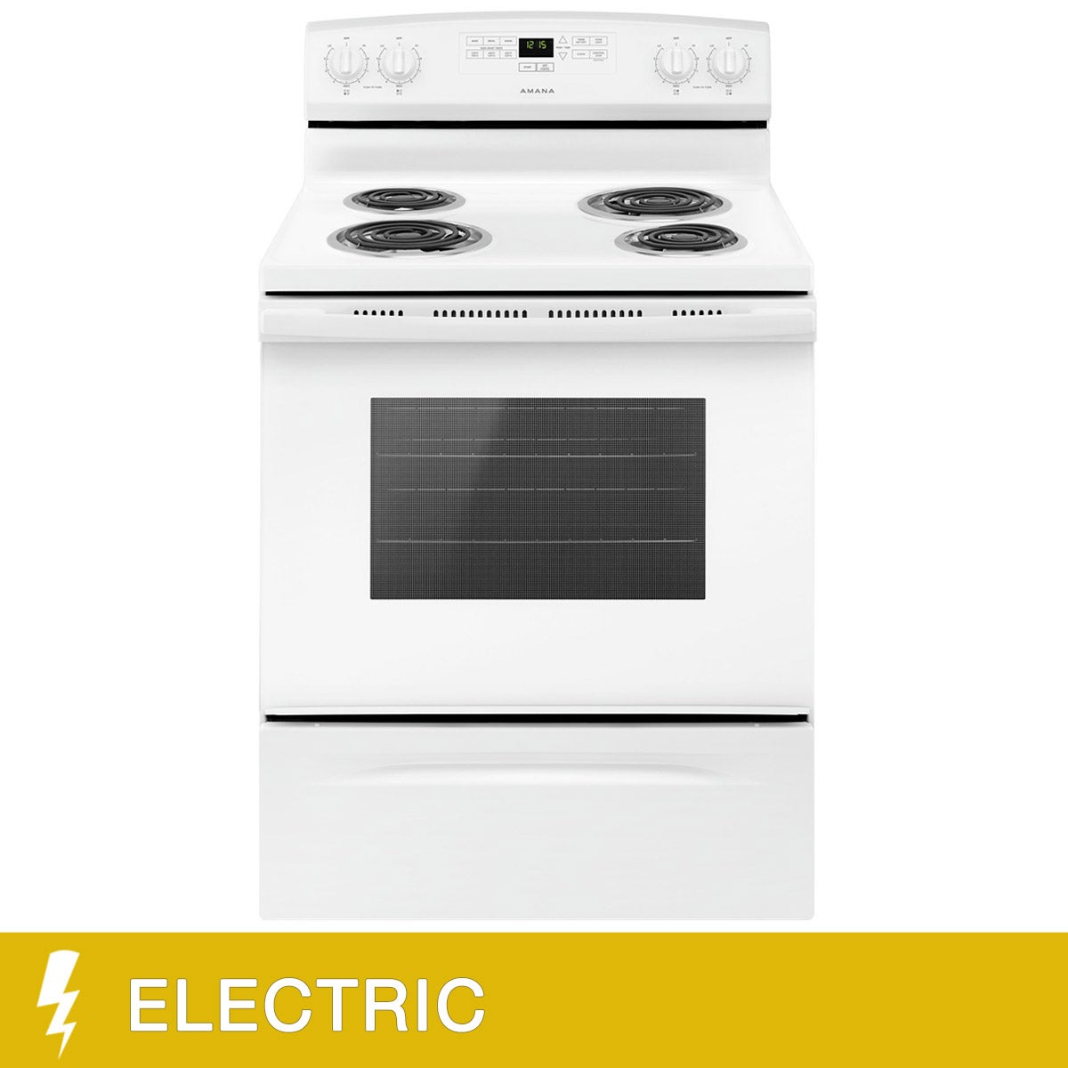Amana 30 in. 4.8 cu ft. Electric 4 Element Range with Bake Assist