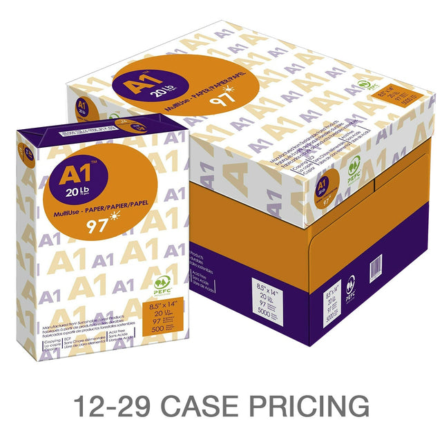 A1- Premium Printer Paper; Legal, 8.5 in. x 14 in., 97 Bright , 20 lb., Case Pricing Order of 12 to 29 Z1