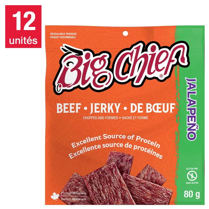 Big Chief Beef Jerky, 12 × 80 g