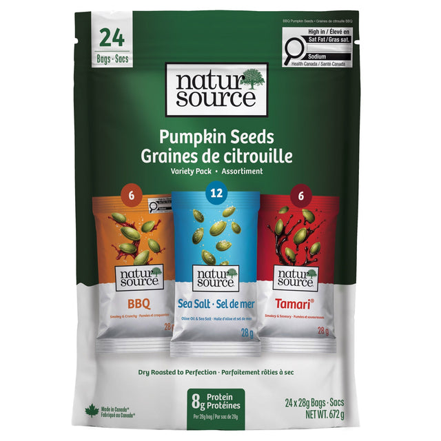 NaturSource Dry Roasted Pumpkin Seed Variety Pack, 24 × 28 g J3