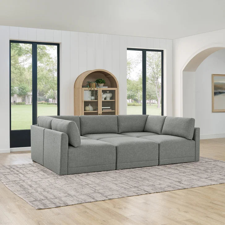 Thomasville Fallon 6-piece Modular Fabric Sectional with Ottoman