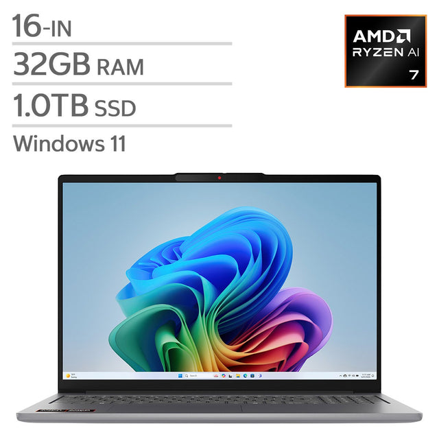 Lenovo IdeaPad Slim 5a 16-in Laptop, AMD Ryzen AI 7 445 - 32GB RAM, 1TB SSD U2