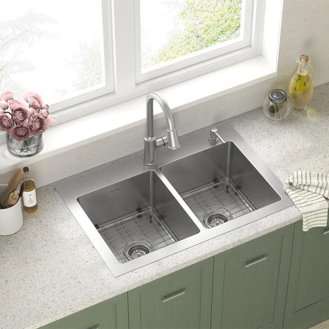 American Standard Raviv 32-Inch Stainless Steel Kitchen Sink With Pull-down Faucet C7