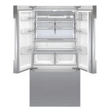 Bosch 800 Series 36in 20.8 cu ft. Stainless Steel Counter-Depth French 3-Door Refrigerator with dual compressors and evaporators and Interior Water Dispenser