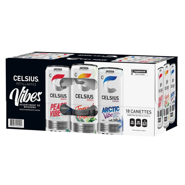 Celsius Vibes Energy Drink Variety Pack, 355 mL 18-pack