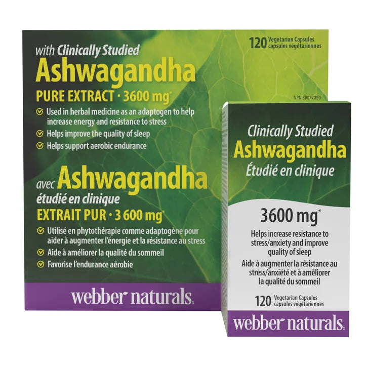 webber naturals Ashwagandha 3,600 mg, 2 x 120 Vegetarian Capsules
