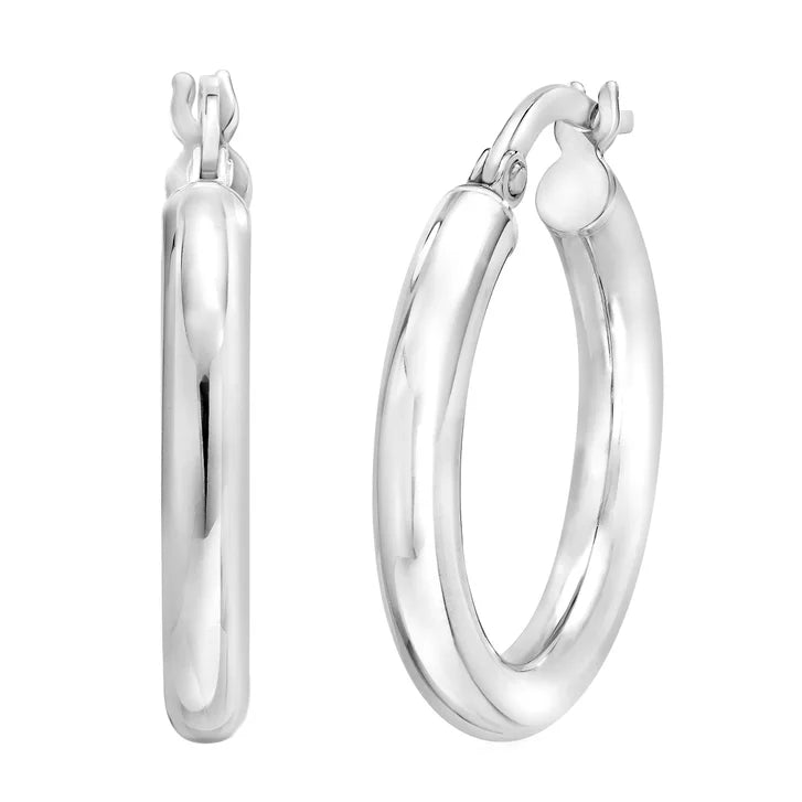 High Polish Round Hoop Gold Earrings