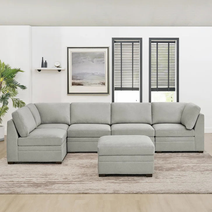 Thomasville Tisdale 6-piece Fabric Sectional with Storage Ottoman