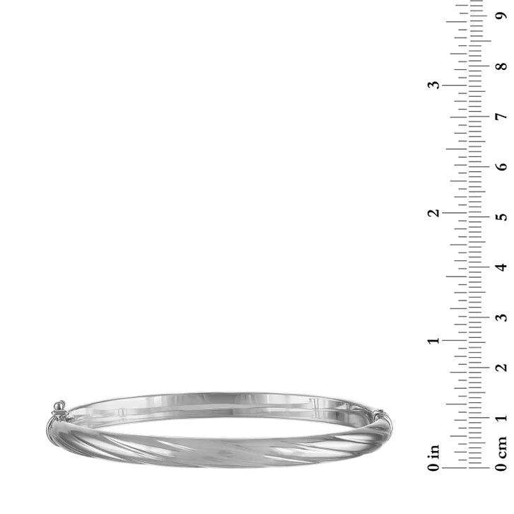 Twisted Hinge Bangle Bracelet in White Gold