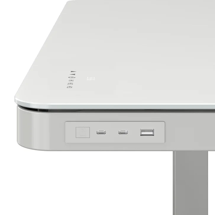 Tresanti Tessa 119.4 cm (47 in.) Adjustable Height Desk with LED Lighting, White