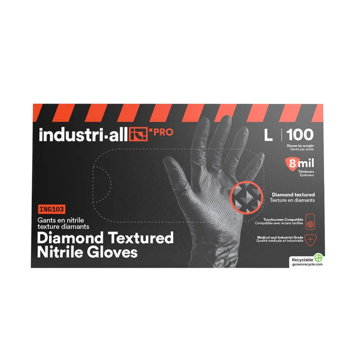 Industri-All Black Nitrile Gloves 8Mil