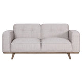 Fabric Loveseat with Solid Oak Base