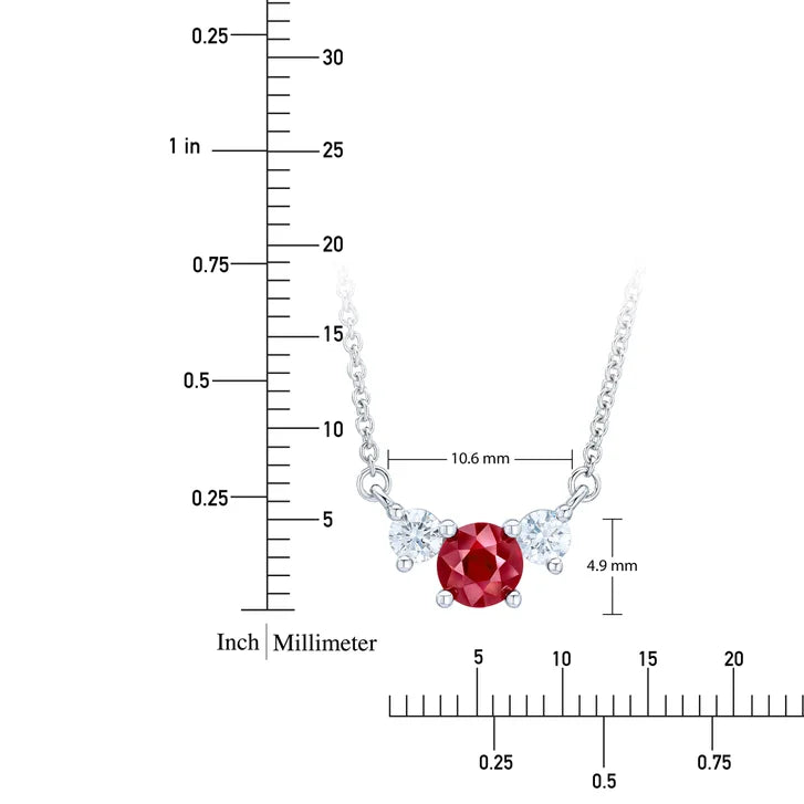 Round Cut Ruby and Diamond Pendant (0.25 ctw)