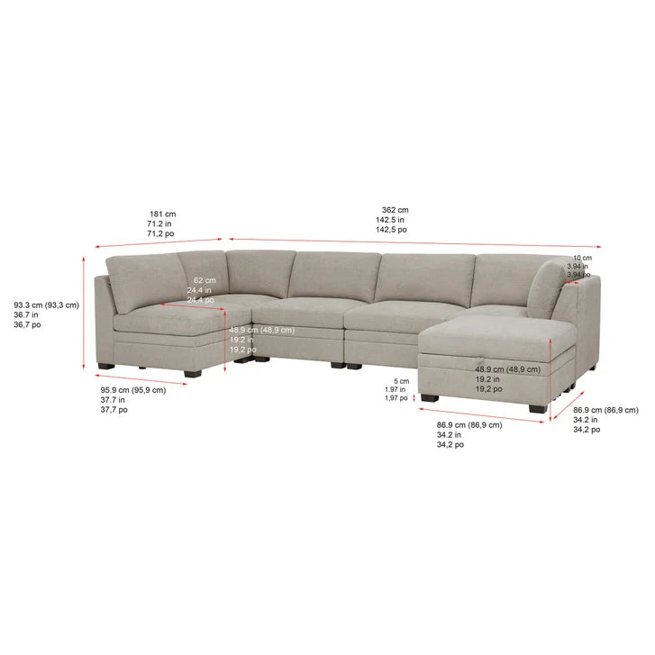 Thomasville Tisdale 6-piece Fabric Sectional with Storage Ottoman