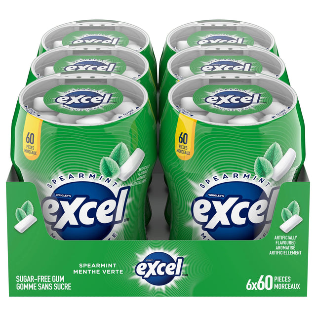 Excel Sugar-Free Spearmint Gum, 6 × 60 pieces Y7