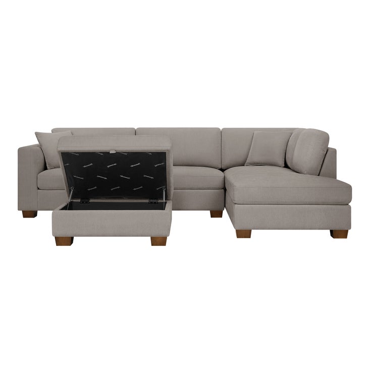 Thomasville Walsen 3-piece Fabric Sectional with Storage Ottoman