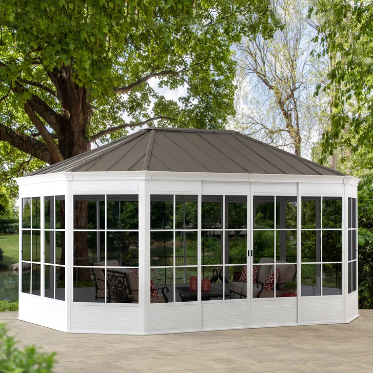 Sunjoy 12 ft. x 16 ft. Cape Blue Hardtop Screenhouse