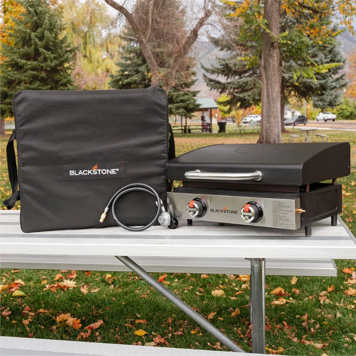 Blackstone Original 22” Tabletop Pre Seasoned Griddle with Hood Bundle